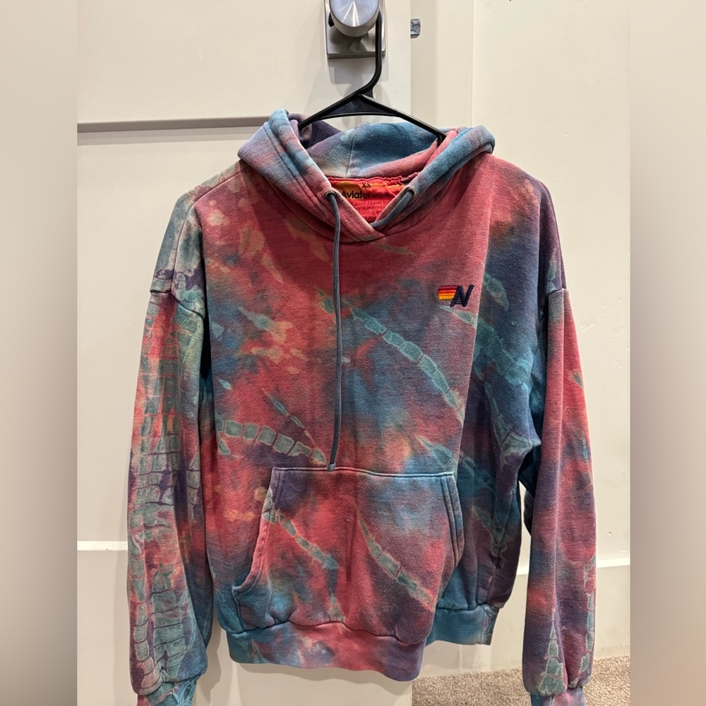 Aviator Nation Multicolor Tie-Dye Hoodie Sweater